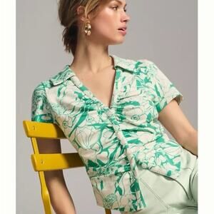 NWT Anthropologie Maeve Ruched Blouse, Size XL